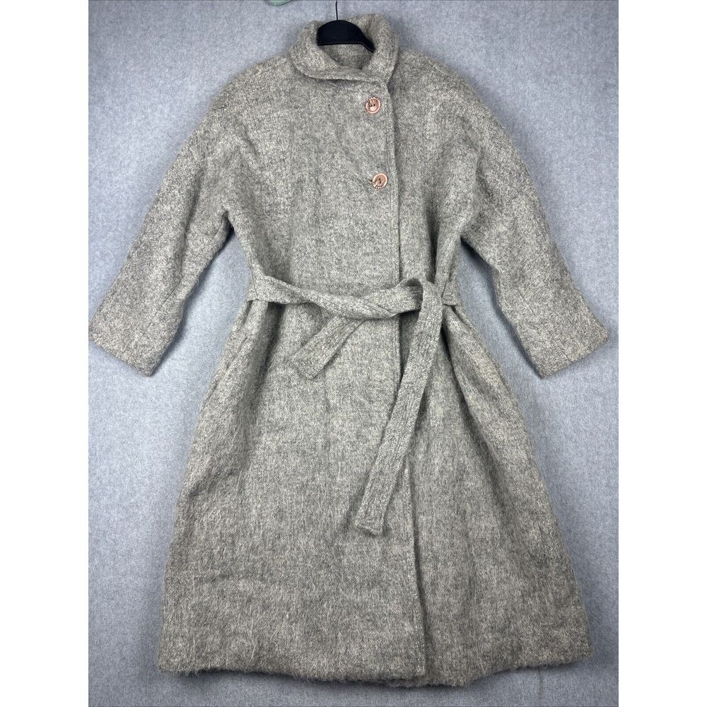 Originals By Denise Overcoat Womens 40R‎ Gray Mohair/Wool Topcoat Trench READ